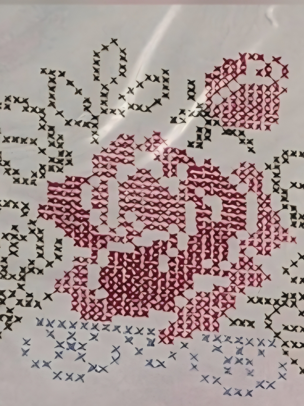 Rose Floral Perle Edge Pillowcases Stamped for Cross Stitch With Floss - Picture 4 of 4